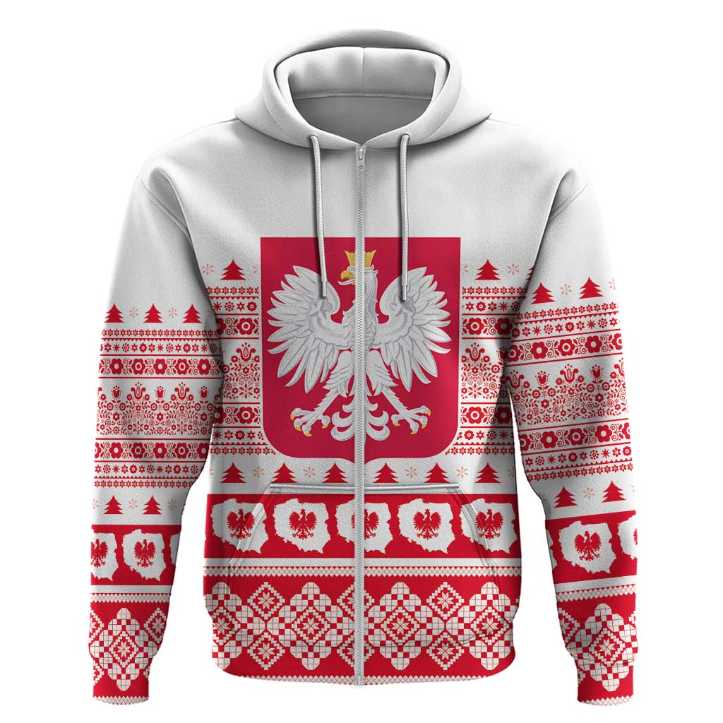 Polish Christmas Hoodie - Poland Emblem and Lachy Sadeckie Pattern - Wonder Print Shop