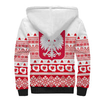 Polish Christmas Sherpa Hoodie - Poland Emblem and Lachy Sadeckie Pattern - Wonder Print Shop