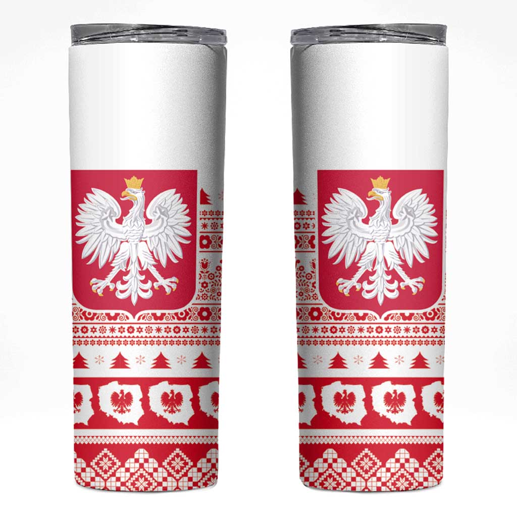 Polish Christmas Skinny Tumbler Poland Emblem and Lachy Sadeckie Pattern - Wonder Print Shop