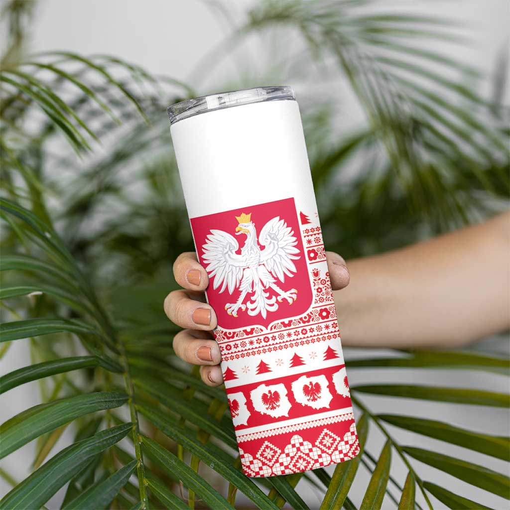 Polish Christmas Skinny Tumbler Poland Emblem and Lachy Sadeckie Pattern - Wonder Print Shop