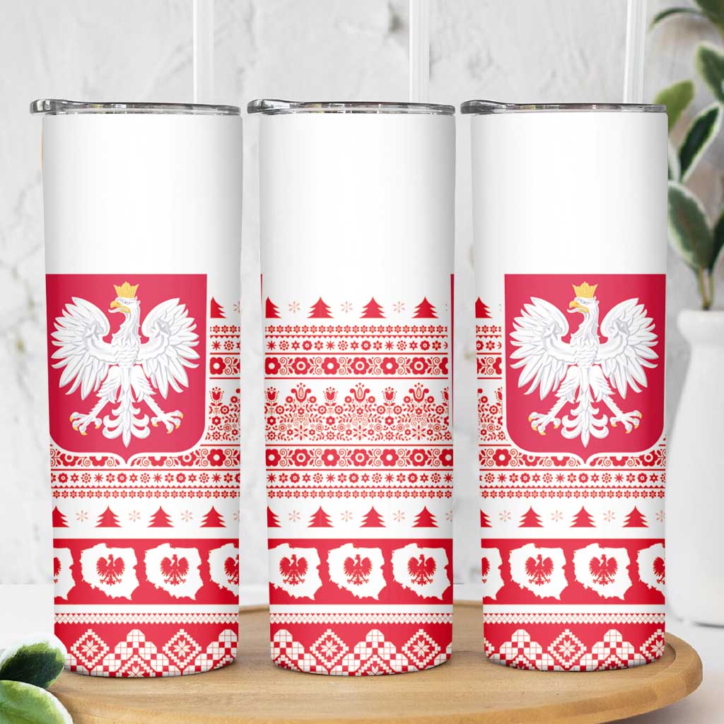 Polish Christmas Skinny Tumbler Poland Emblem and Lachy Sadeckie Pattern - Wonder Print Shop