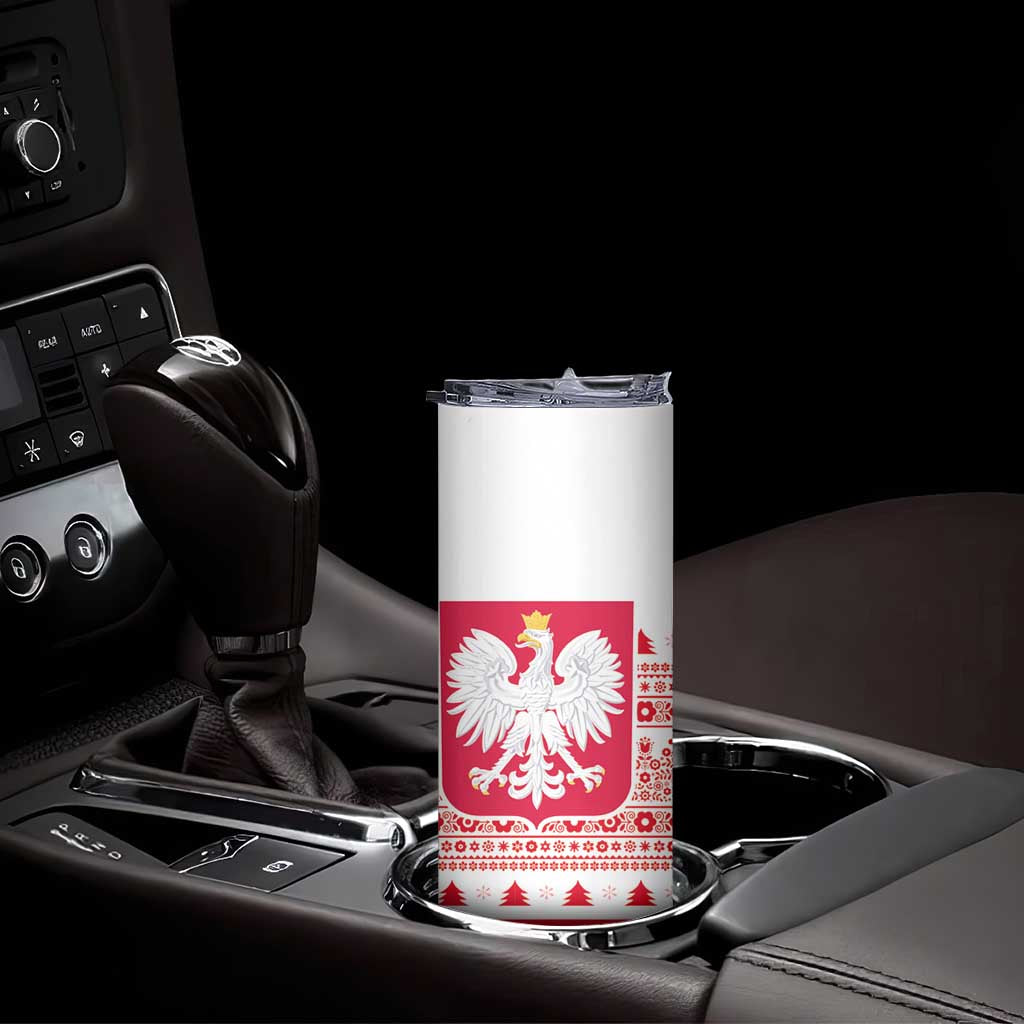 Polish Christmas Skinny Tumbler Poland Emblem and Lachy Sadeckie Pattern - Wonder Print Shop