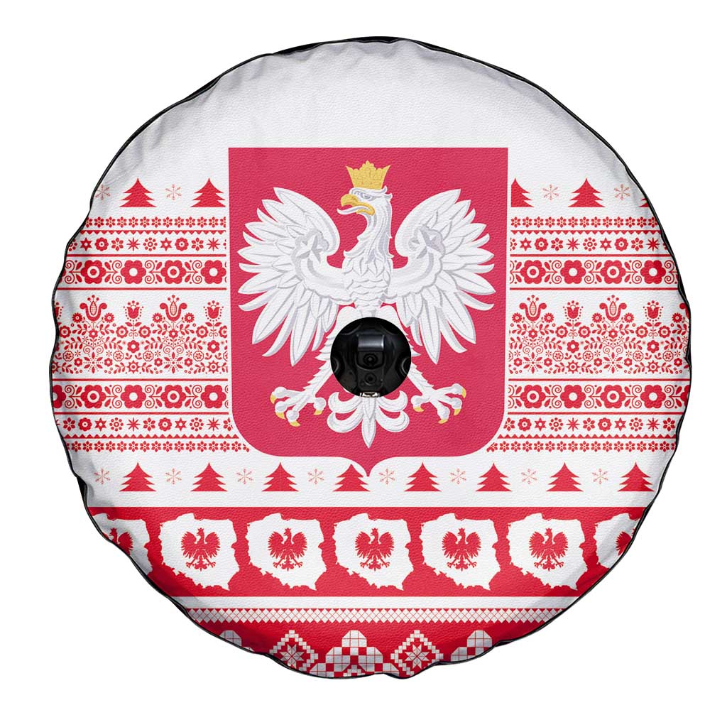 Polish Christmas Spare Tire Cover - Poland Emblem and Lachy Sadeckie Pattern - Wonder Print Shop