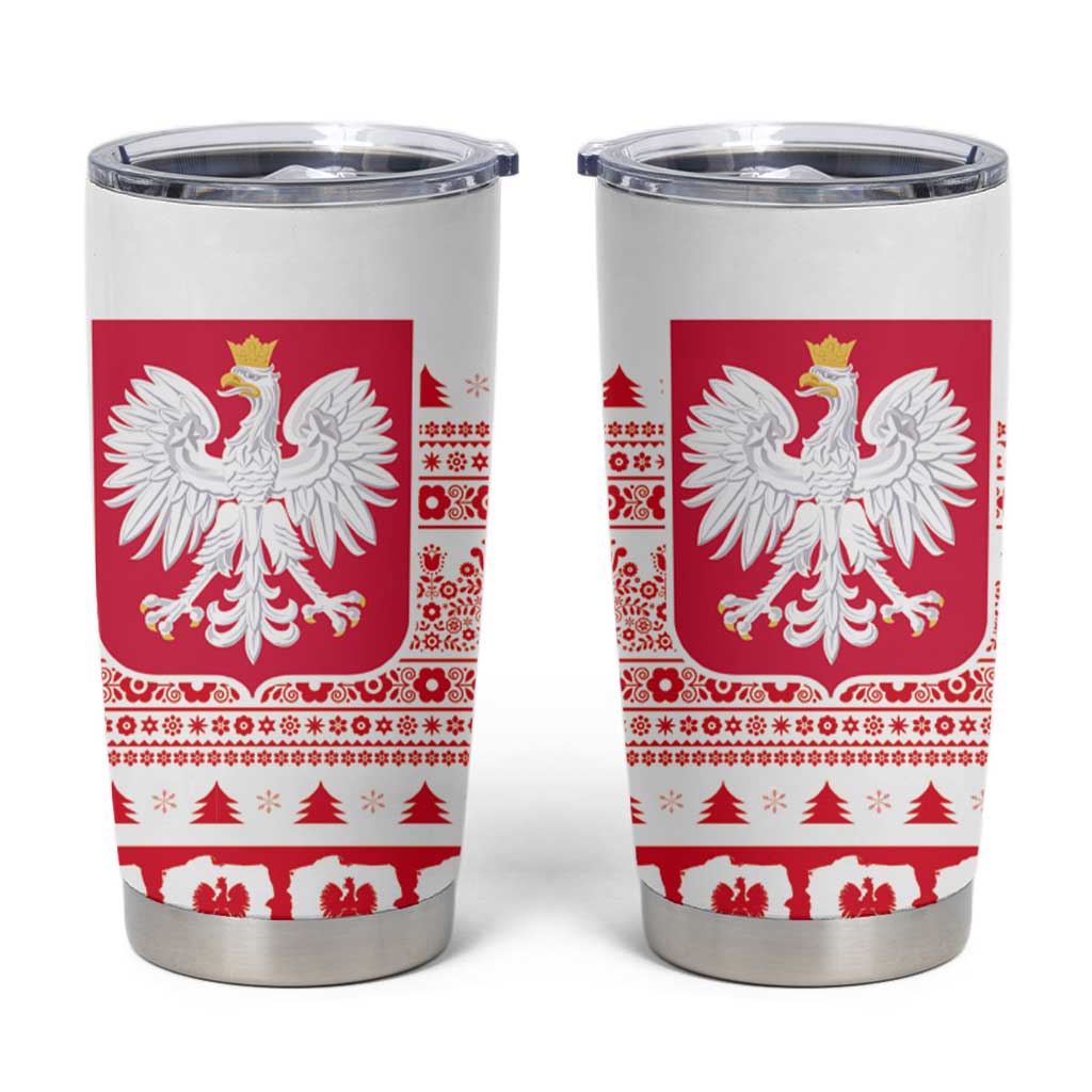 Polish Christmas Tumbler Cup Poland Emblem and Lachy Sadeckie Pattern - Wonder Print Shop
