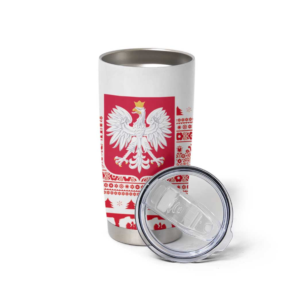 Polish Christmas Tumbler Cup Poland Emblem and Lachy Sadeckie Pattern - Wonder Print Shop