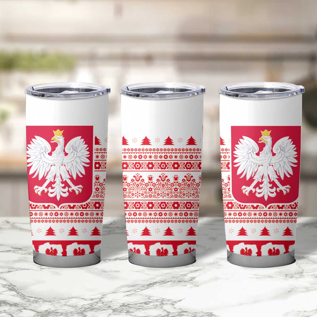 Polish Christmas Tumbler Cup Poland Emblem and Lachy Sadeckie Pattern - Wonder Print Shop