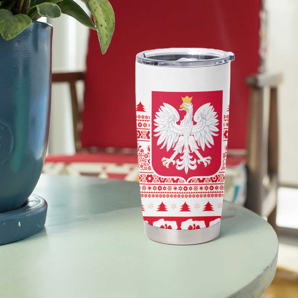 Polish Christmas Tumbler Cup Poland Emblem and Lachy Sadeckie Pattern - Wonder Print Shop