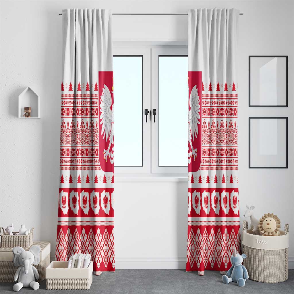 Polish Christmas Window Curtain - Poland Emblem and Lachy Sadeckie Pattern - Wonder Print Shop