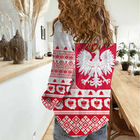 Polish Christmas Women Casual Shirt - Poland Emblem and Lachy Sadeckie Pattern - Wonder Print Shop