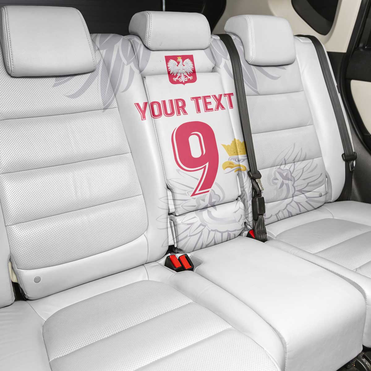 Custom Polish Football Jersey Back Car Seat Cover Polska Eagle Athletic Soccer - Wonder Print Shop