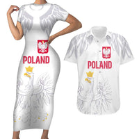 Custom Polish Football Jersey Couples Matching Short Sleeve Bodycon Dress and Hawaiian Shirt Polska Eagle Athletic Soccer - Wonder Print Shop