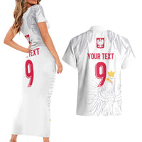 Custom Polish Football Jersey Couples Matching Short Sleeve Bodycon Dress and Hawaiian Shirt Polska Eagle Athletic Soccer - Wonder Print Shop