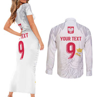 Custom Polish Football Jersey Couples Matching Short Sleeve Bodycon Dress and Long Sleeve Button Shirt Polska Eagle Athletic Soccer - Wonder Print Shop