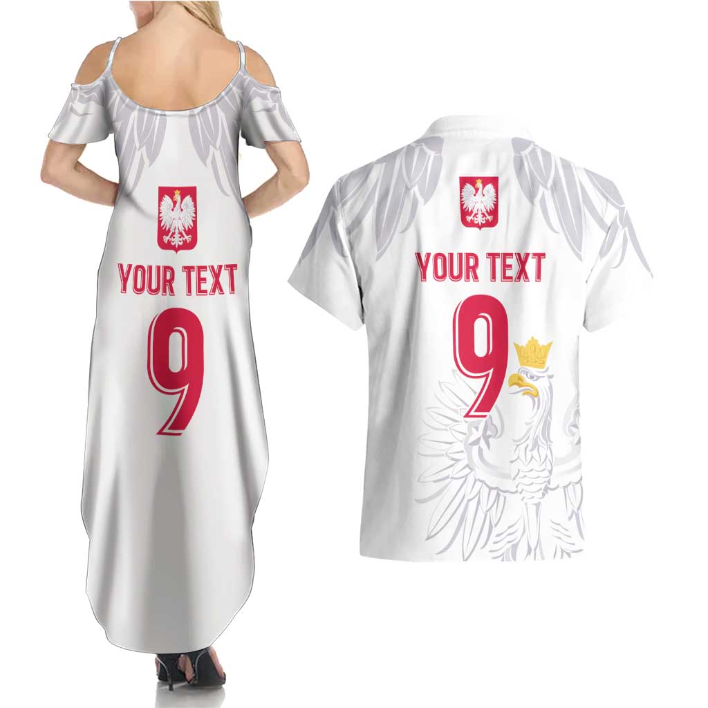 Custom Polish Football Jersey Couples Matching Summer Maxi Dress and Hawaiian Shirt Polska Eagle Athletic Soccer - Wonder Print Shop