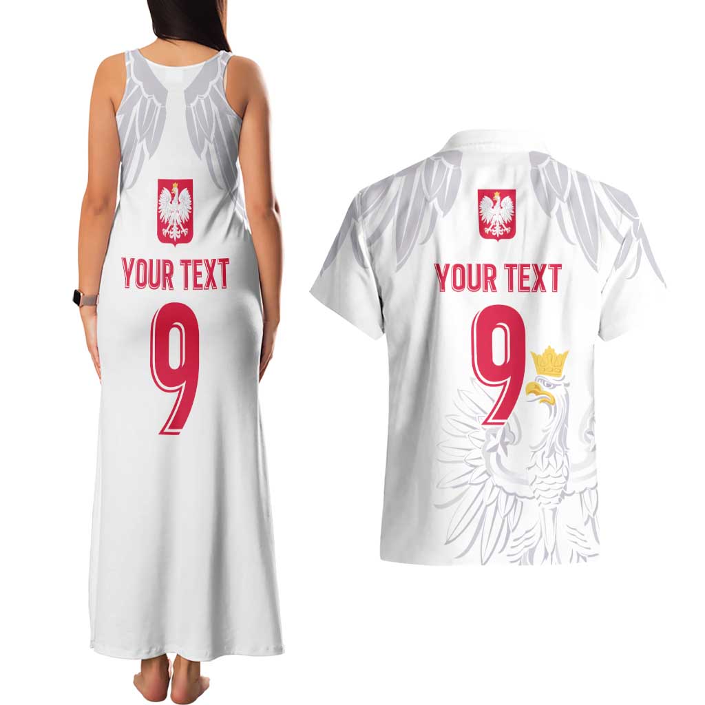 Custom Polish Football Jersey Couples Matching Tank Maxi Dress and Hawaiian Shirt Polska Eagle Athletic Soccer - Wonder Print Shop