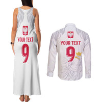 Custom Polish Football Jersey Couples Matching Tank Maxi Dress and Long Sleeve Button Shirt Polska Eagle Athletic Soccer - Wonder Print Shop