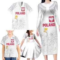 Custom Polish Football Jersey Family Matching Long Sleeve Bodycon Dress and Hawaiian Shirt Polska Eagle Athletic Soccer - Wonder Print Shop