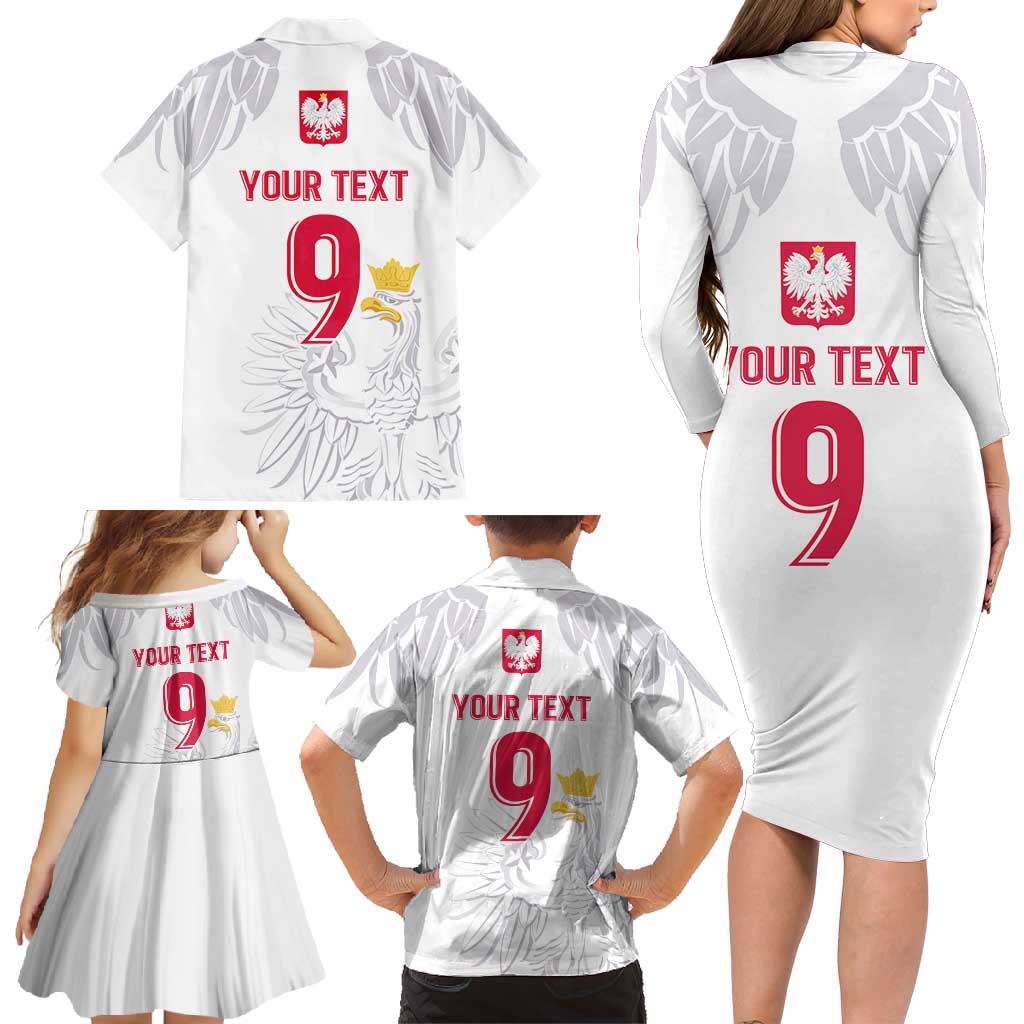Custom Polish Football Jersey Family Matching Long Sleeve Bodycon Dress and Hawaiian Shirt Polska Eagle Athletic Soccer - Wonder Print Shop