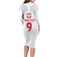 Custom Polish Football Jersey Family Matching Long Sleeve Bodycon Dress and Hawaiian Shirt Polska Eagle Athletic Soccer - Wonder Print Shop