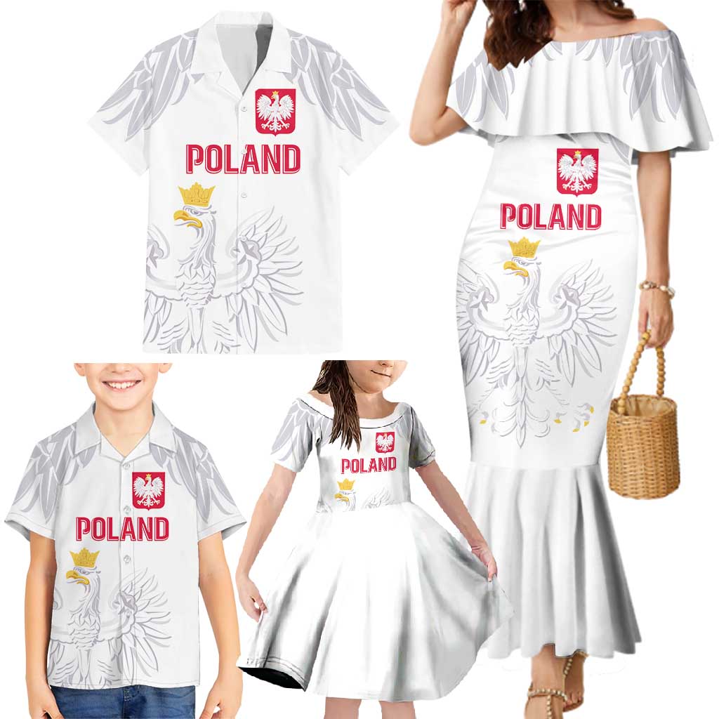 Custom Polish Football Jersey Family Matching Mermaid Dress and Hawaiian Shirt Polska Eagle Athletic Soccer - Wonder Print Shop