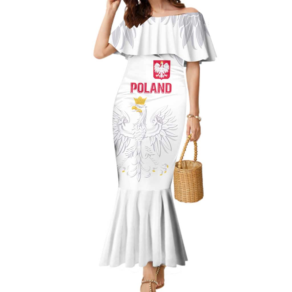 Custom Polish Football Jersey Family Matching Mermaid Dress and Hawaiian Shirt Polska Eagle Athletic Soccer - Wonder Print Shop