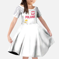 Custom Polish Football Jersey Family Matching Off The Shoulder Long Sleeve Dress and Hawaiian Shirt Polska Eagle Athletic Soccer - Wonder Print Shop