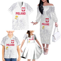 Custom Polish Football Jersey Family Matching Off The Shoulder Long Sleeve Dress and Hawaiian Shirt Polska Eagle Athletic Soccer - Wonder Print Shop