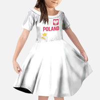 Custom Polish Football Jersey Family Matching Off Shoulder Maxi Dress and Hawaiian Shirt Polska Eagle Athletic Soccer - Wonder Print Shop