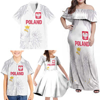 Custom Polish Football Jersey Family Matching Off Shoulder Maxi Dress and Hawaiian Shirt Polska Eagle Athletic Soccer - Wonder Print Shop