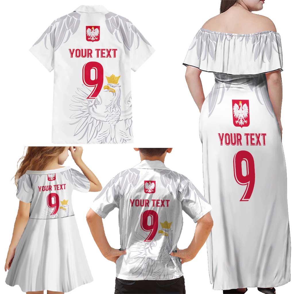 Custom Polish Football Jersey Family Matching Off Shoulder Maxi Dress and Hawaiian Shirt Polska Eagle Athletic Soccer - Wonder Print Shop