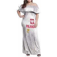 Custom Polish Football Jersey Family Matching Off Shoulder Maxi Dress and Hawaiian Shirt Polska Eagle Athletic Soccer - Wonder Print Shop
