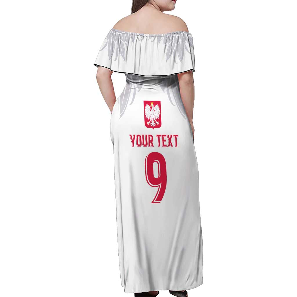 Custom Polish Football Jersey Family Matching Off Shoulder Maxi Dress and Hawaiian Shirt Polska Eagle Athletic Soccer - Wonder Print Shop