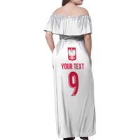 Custom Polish Football Jersey Family Matching Off Shoulder Maxi Dress and Hawaiian Shirt Polska Eagle Athletic Soccer - Wonder Print Shop