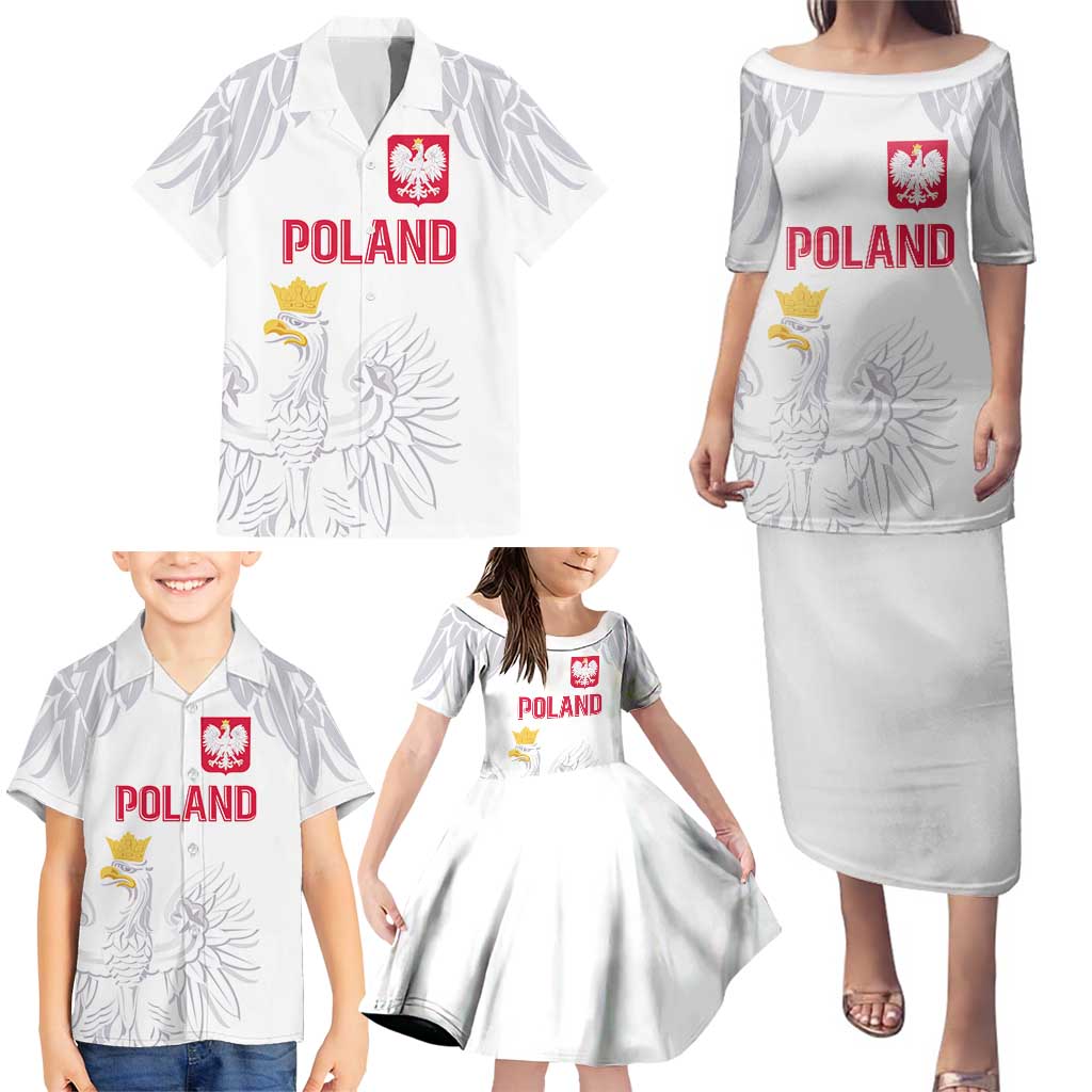 Custom Polish Football Jersey Family Matching Puletasi and Hawaiian Shirt Polska Eagle Athletic Soccer - Wonder Print Shop