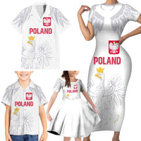 Custom Polish Football Jersey Family Matching Short Sleeve Bodycon Dress and Hawaiian Shirt Polska Eagle Athletic Soccer - Wonder Print Shop