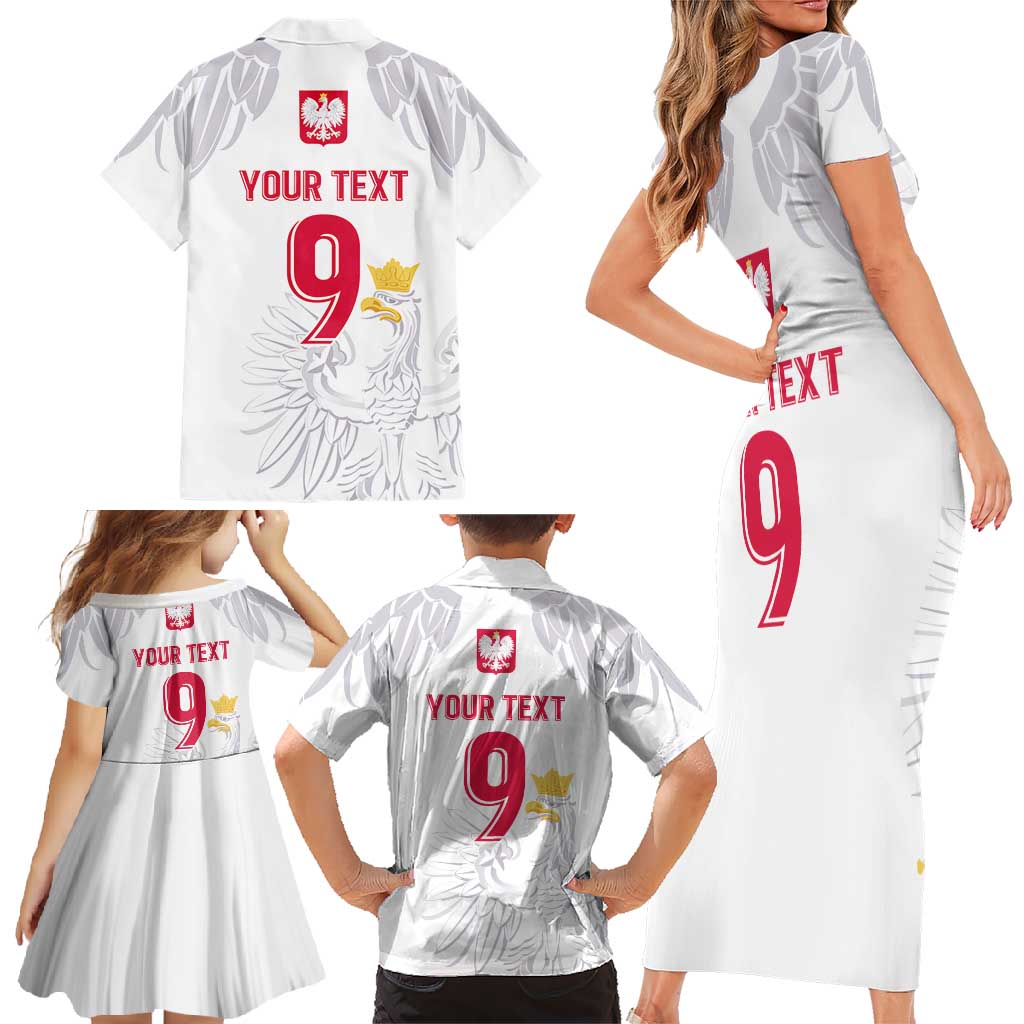 Custom Polish Football Jersey Family Matching Short Sleeve Bodycon Dress and Hawaiian Shirt Polska Eagle Athletic Soccer - Wonder Print Shop