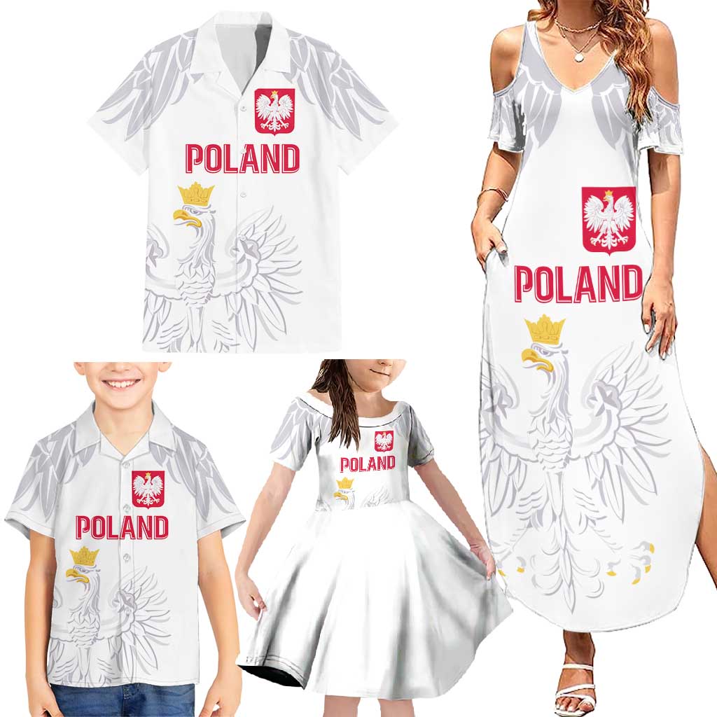 Custom Polish Football Jersey Family Matching Summer Maxi Dress and Hawaiian Shirt Polska Eagle Athletic Soccer - Wonder Print Shop