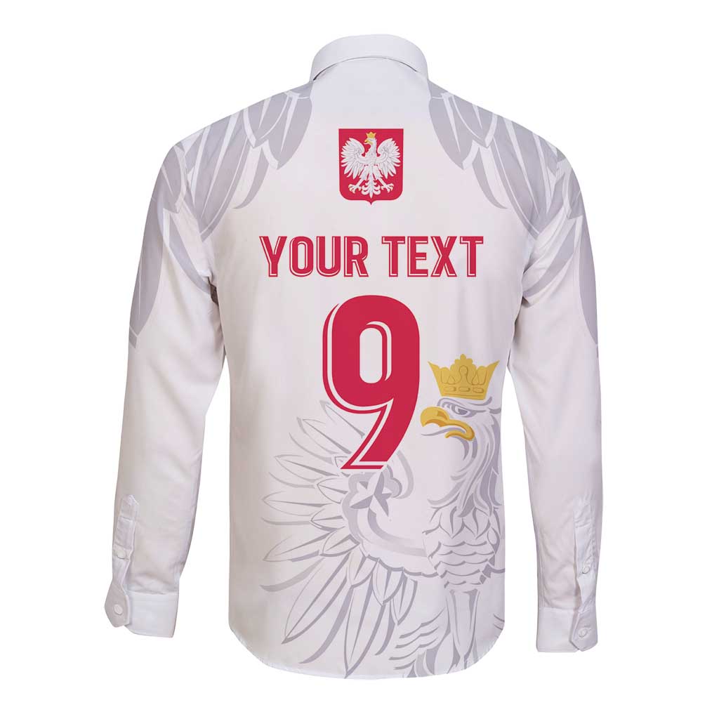 Custom Polish Football Jersey Long Sleeve Button Shirt Polska Eagle Athletic Soccer - Wonder Print Shop
