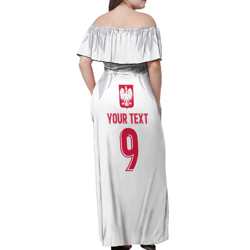 Custom Polish Football Jersey Off Shoulder Maxi Dress Polska Eagle Athletic Soccer - Wonder Print Shop
