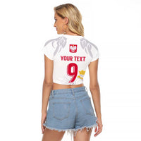 Custom Polish Football Jersey Raglan Cropped T Shirt Polska Eagle Athletic Soccer - Wonder Print Shop