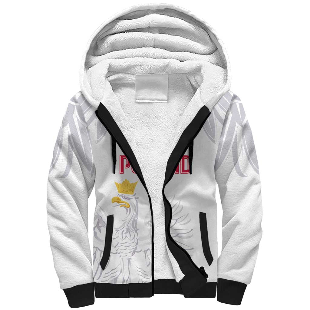 Custom Polish Football Jersey Sherpa Hoodie Polska Eagle Athletic Soccer - Wonder Print Shop