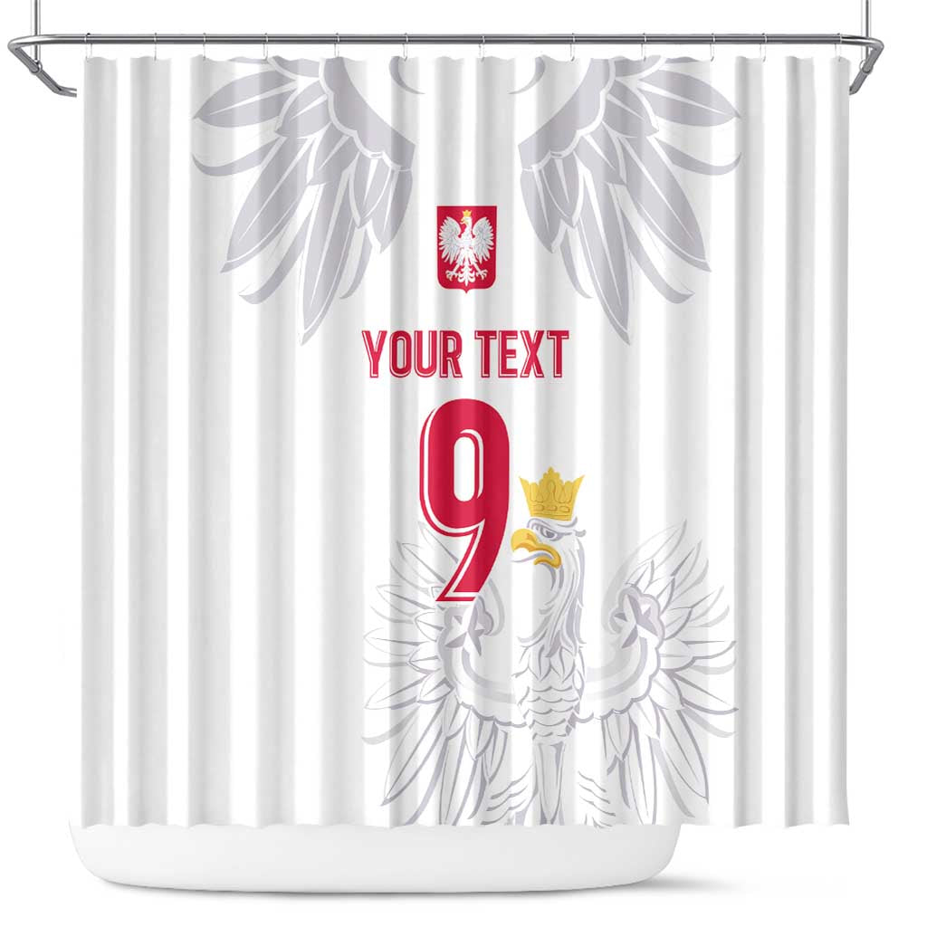 Custom Polish Football Jersey Shower Curtain Polska Eagle Athletic Soccer