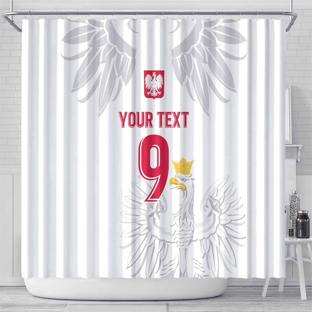 Custom Polish Football Jersey Shower Curtain Polska Eagle Athletic Soccer