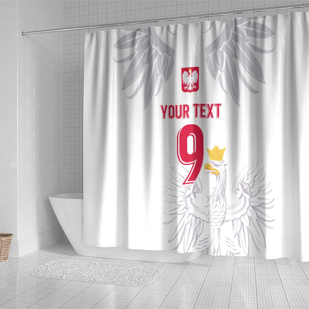 Custom Polish Football Jersey Shower Curtain Polska Eagle Athletic Soccer
