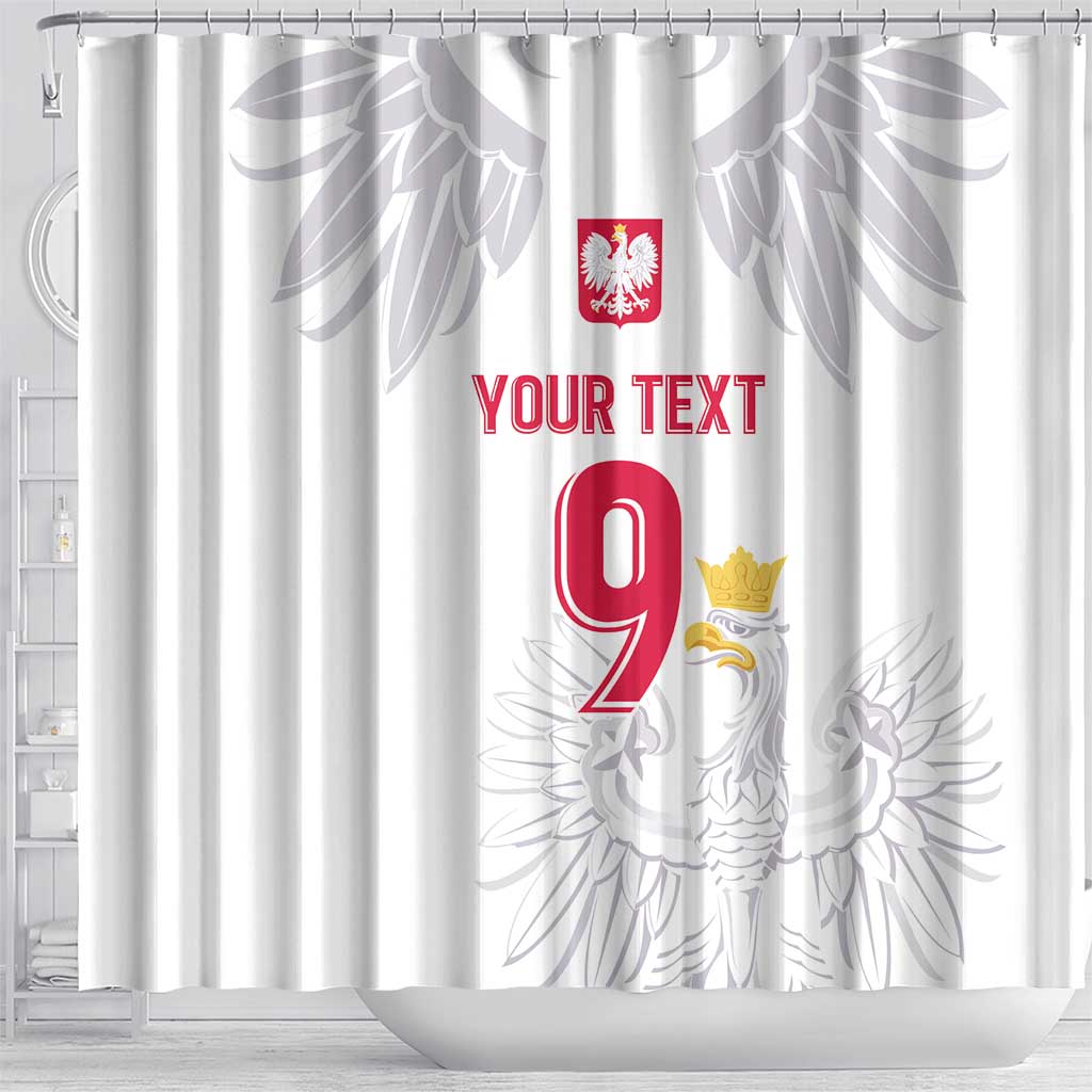 Custom Polish Football Jersey Shower Curtain Polska Eagle Athletic Soccer