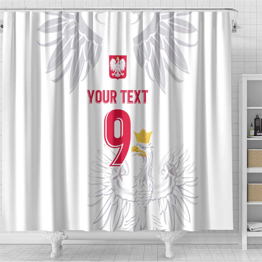 Custom Polish Football Jersey Shower Curtain Polska Eagle Athletic Soccer