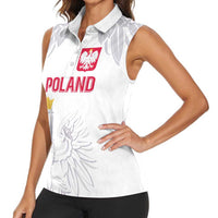Custom Polish Football Jersey Women Sleeveless Polo Shirt Polska Eagle Athletic Soccer - Wonder Print Shop
