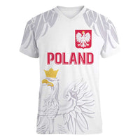 Custom Polish Football Jersey Women V-Neck T-Shirt Polska Eagle Athletic Soccer - Wonder Print Shop