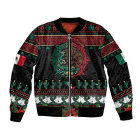Mexican Christmas Bomber Jacket Feliz Navidad Aztec Eagle Emblem and Poinsettia - Wonder Print Shop