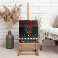 Mexican Christmas Canvas Wall Art Feliz Navidad Aztec Eagle Emblem and Poinsettia - Wonder Print Shop
